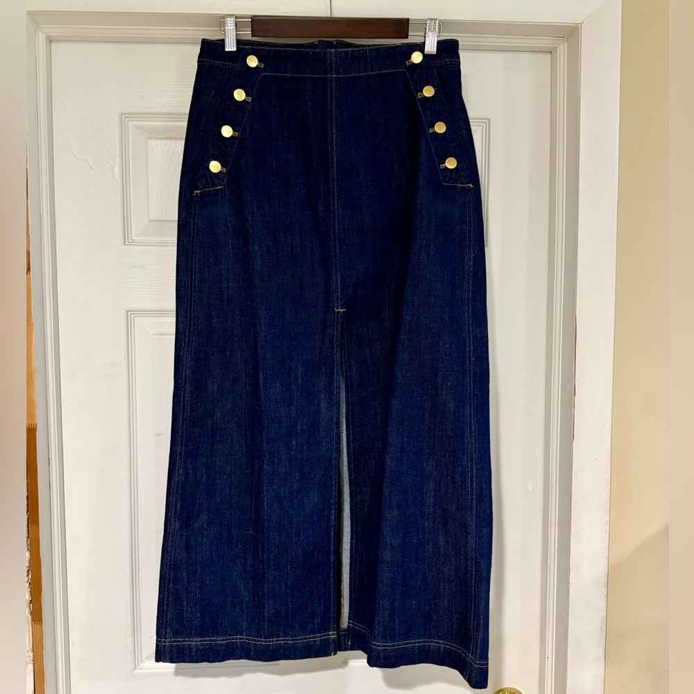 J. Crew Sailor Maxi Indigo Denim Skirt